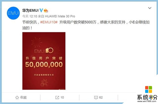 華為EMUI官方發布消息，EMUI10升級用戶數突破5000萬，你升了嗎？(2)